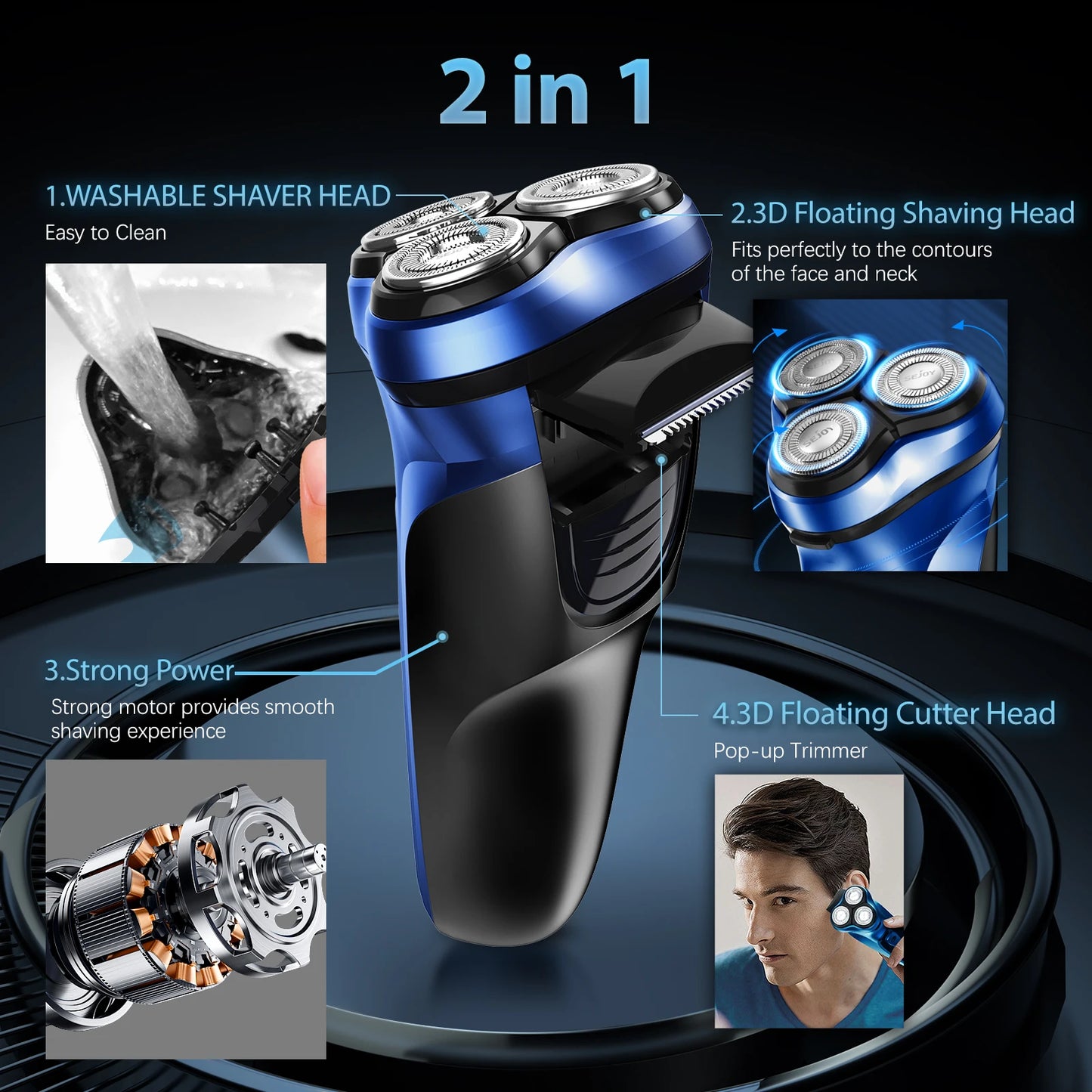 Sejoy Rechargeable Rotary Electric Razor for Men