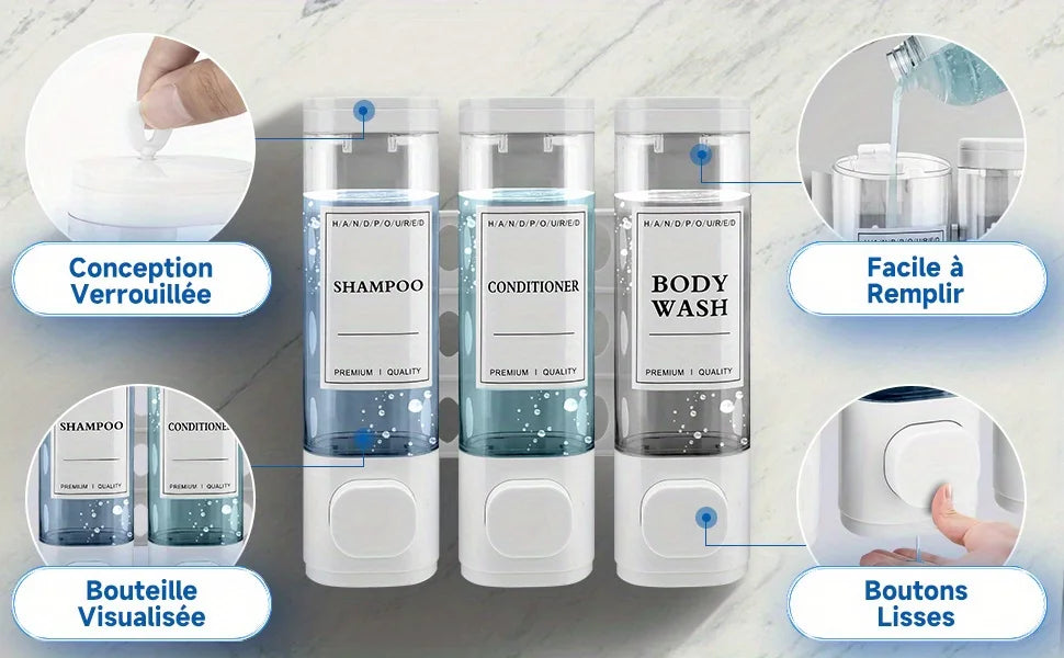 Wall Mounted 3-in-1 Bathroom Soap Dispenser