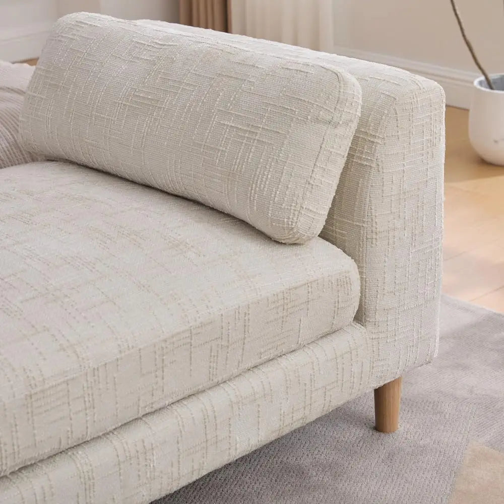 83.1” Modern Upholstered End of Bed Bench with Armrests – Chenille Chaise Lounge Bench with 2 Bolster Pillows, Bedroom Bench Seating for Bedroom, Living Room & Entryway