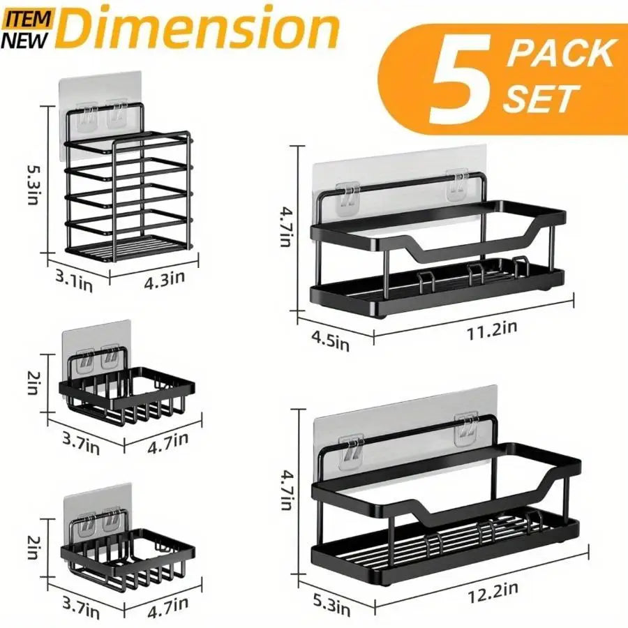 3/5 Pack Adhesive Rustproof Shower Organizer Caddy