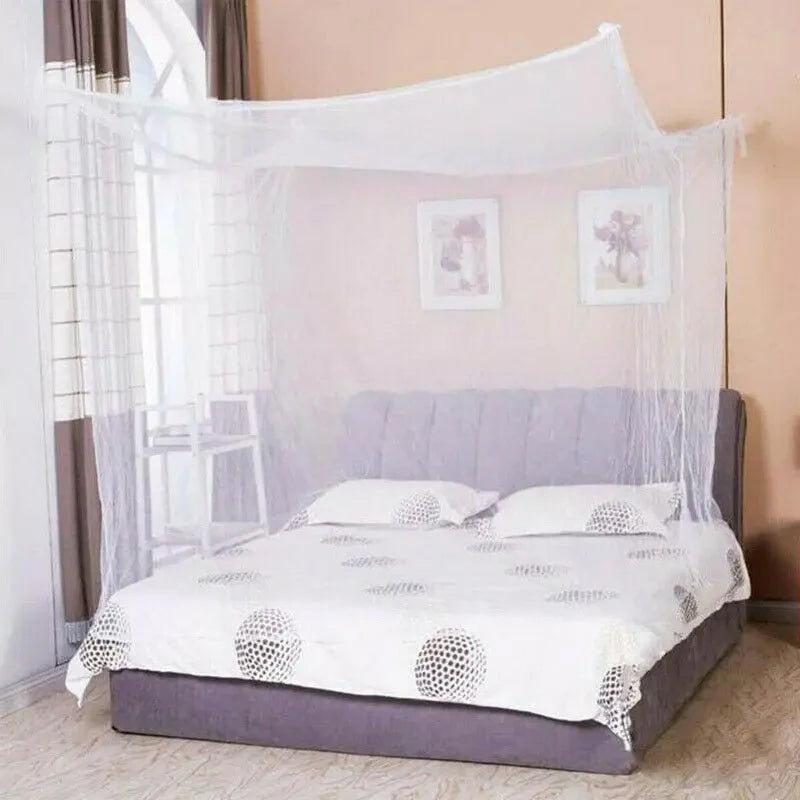 4 Corner Bed Canopy Mosquito Net – Lightweight Summer Bed Netting for Double Beds, Fashionable Bedroom Canopy Curtain for Insect Protection & Cozy Sleep