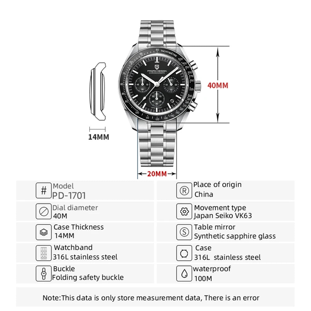 PAGANI Design Sport Panda Chronograph Luxury Watch