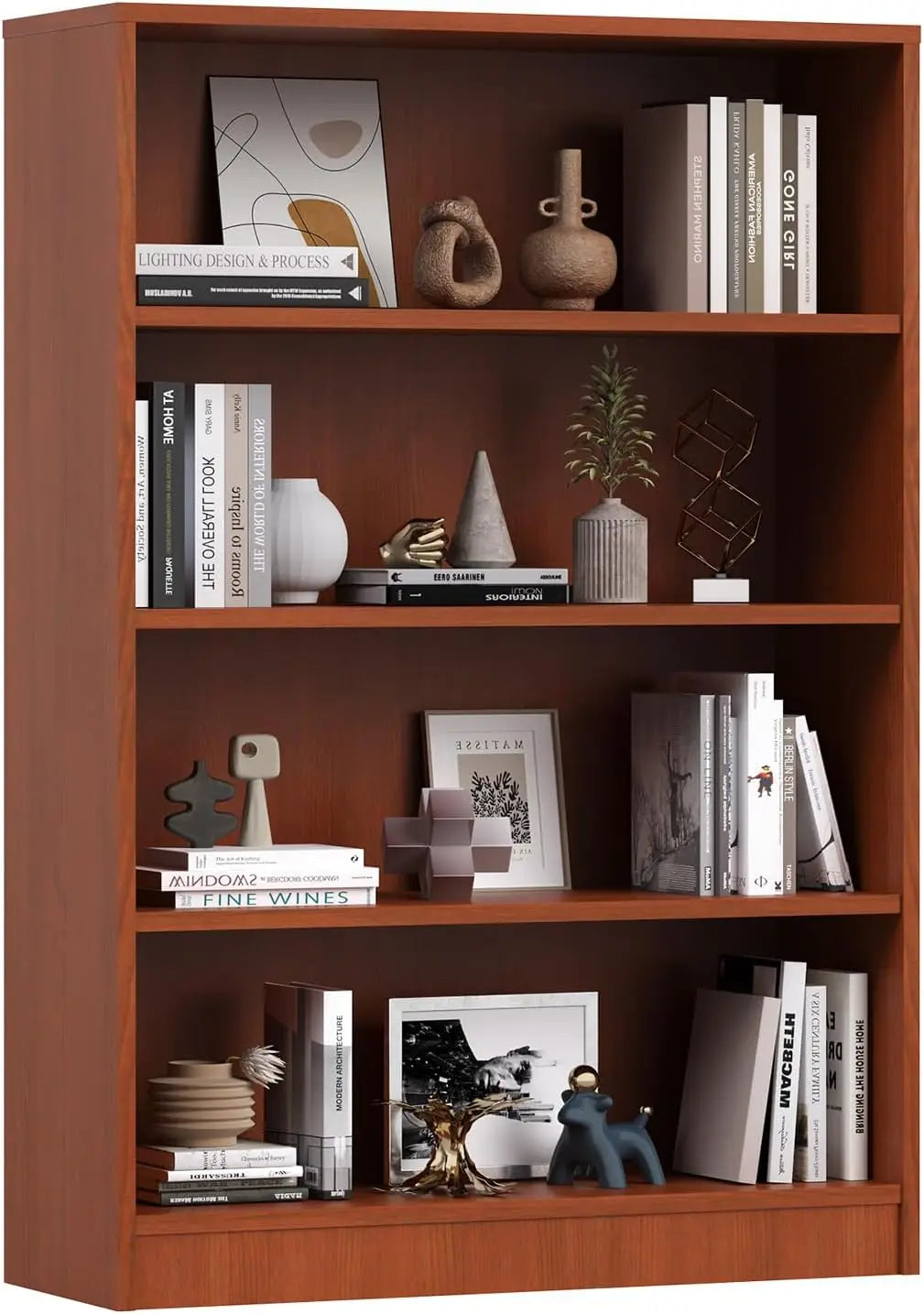 60-Inch 5-Shelf Wood Bookcase Organizer
