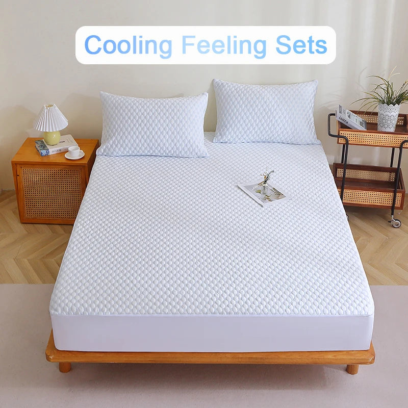 Waterproof Cooling Mattress Topper Bed Sheets Set