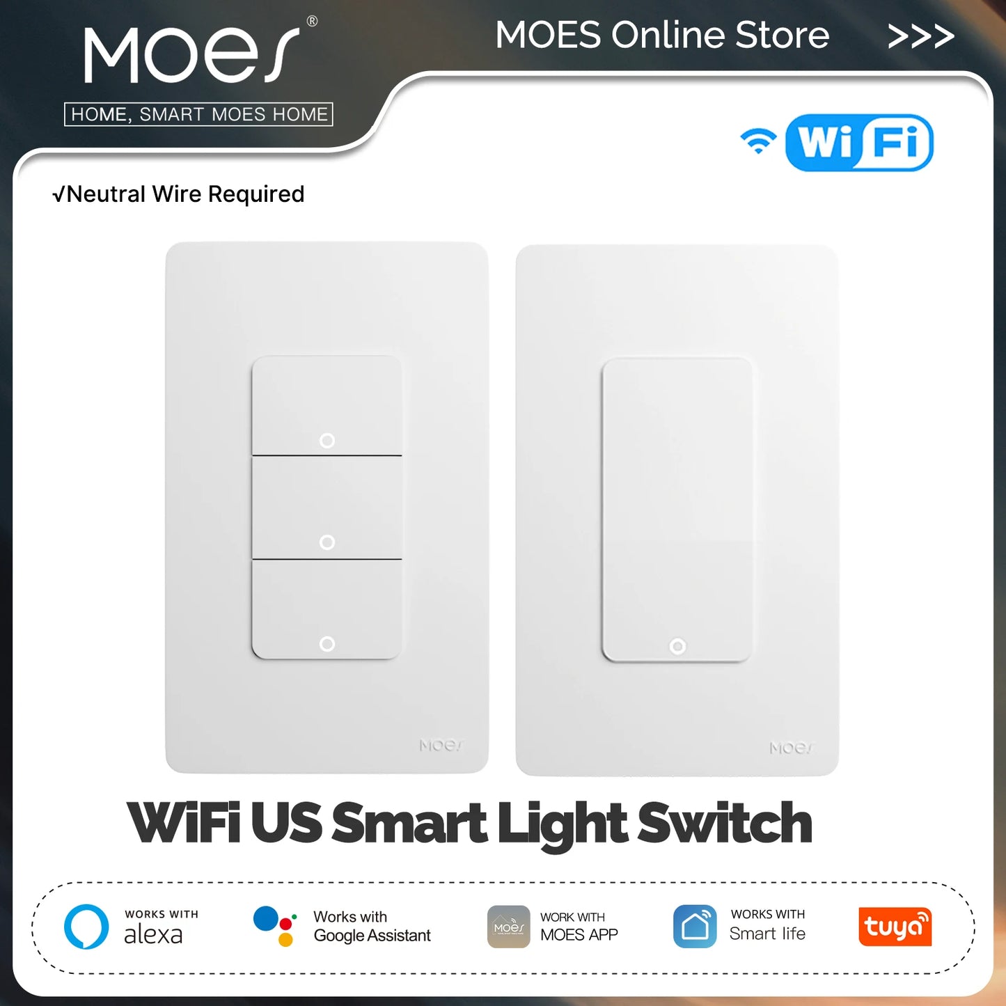 MOES Tuya WiFi Smart Light Switch US