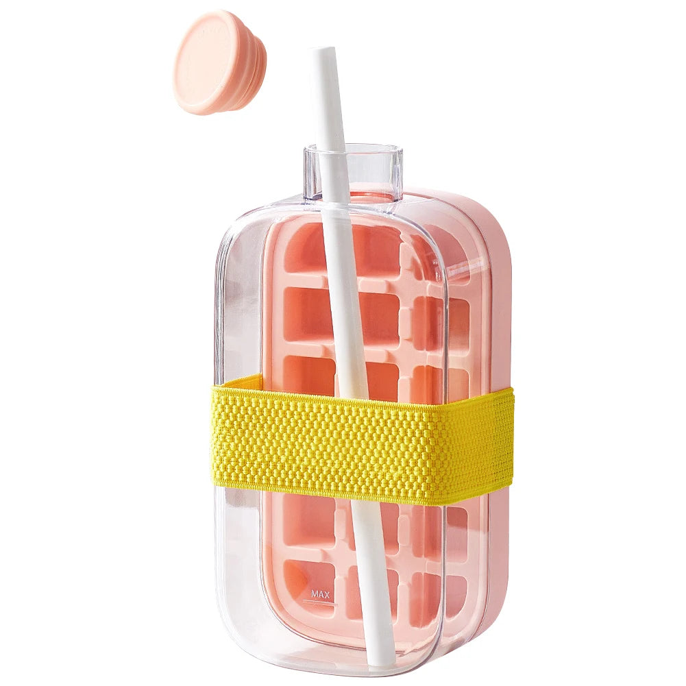 Portable Ice Mold Cooler Cup – Large Capacity Ice Cube Maker Bottle & Drink Chiller for Camping, Hiking, Outdoor Travel & Home Use