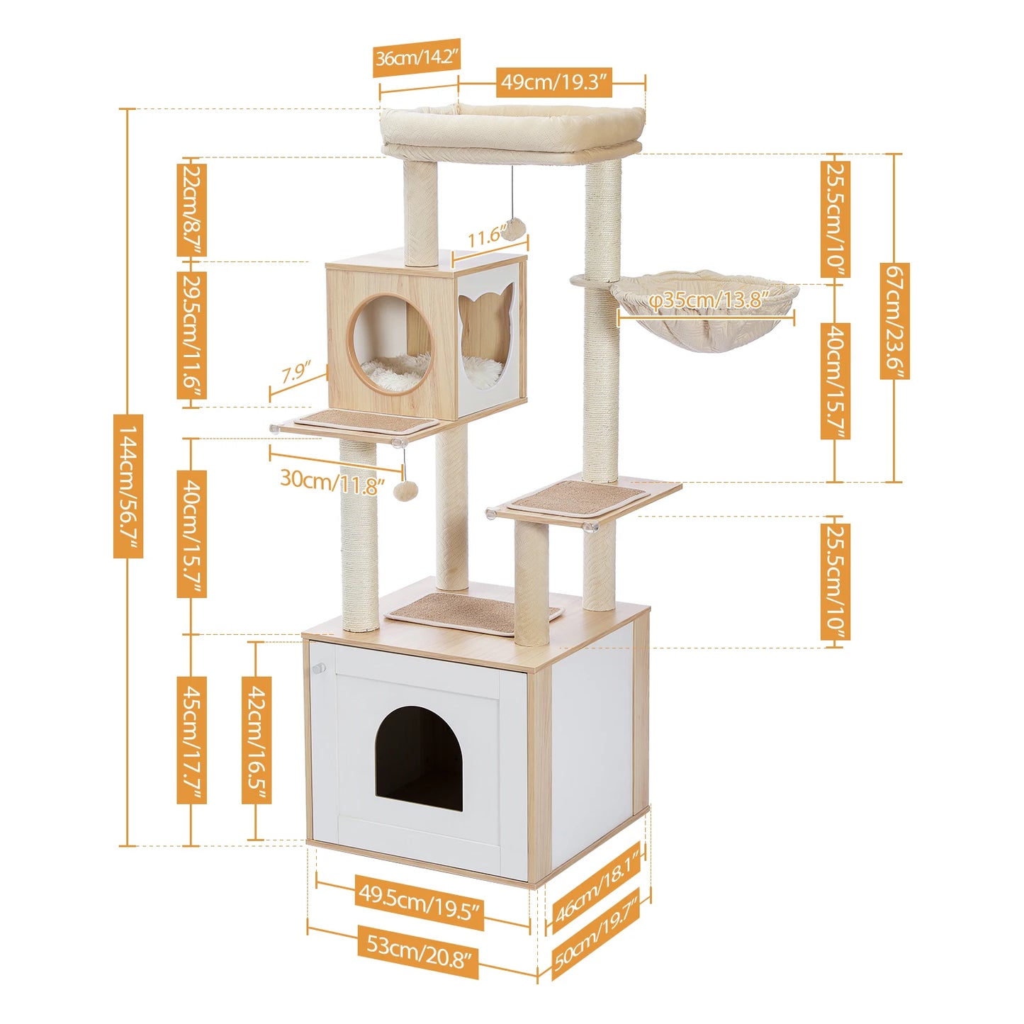 Cat Tree Tower Condo with Hammock