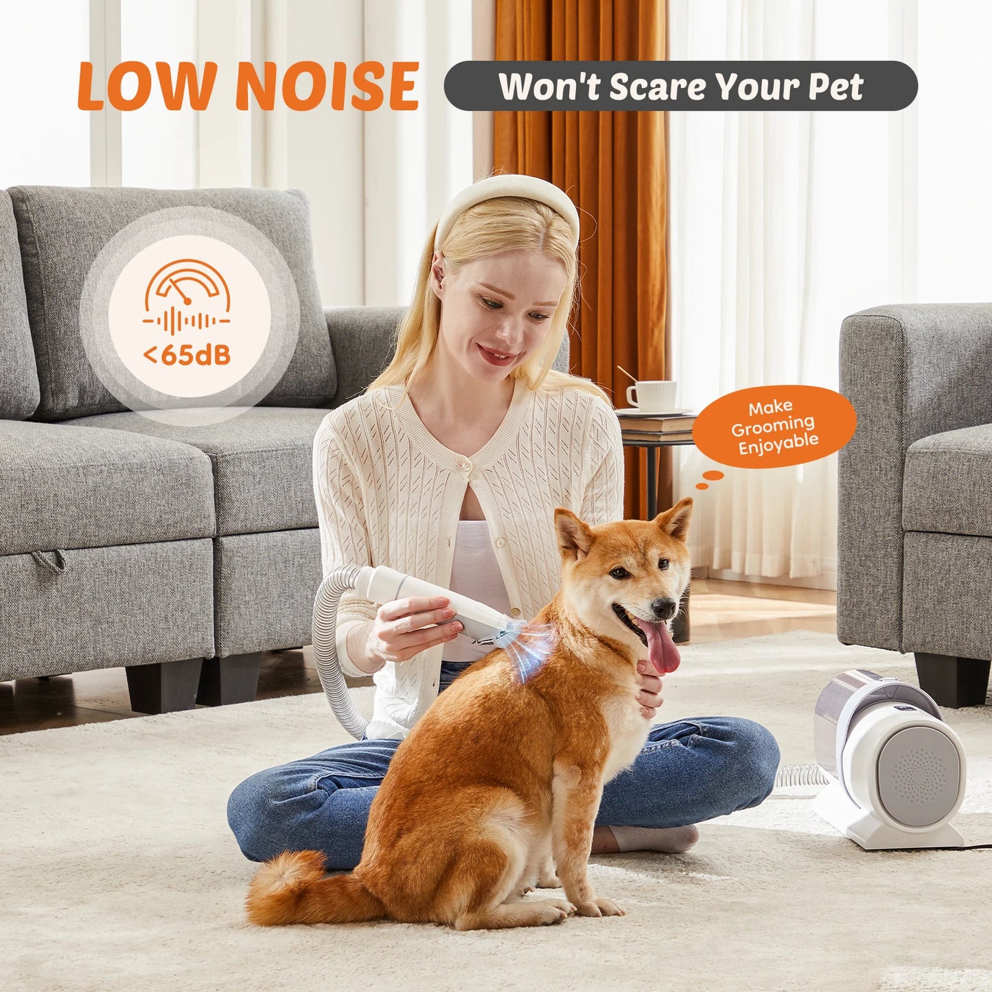 2.5L Professional Pet Grooming Vacuum Kit – Cordless Low Noise Dog Clippers with 3 Suction Modes & 5 Grooming Tools for Cats, Dogs & Home Pet Hair Removal