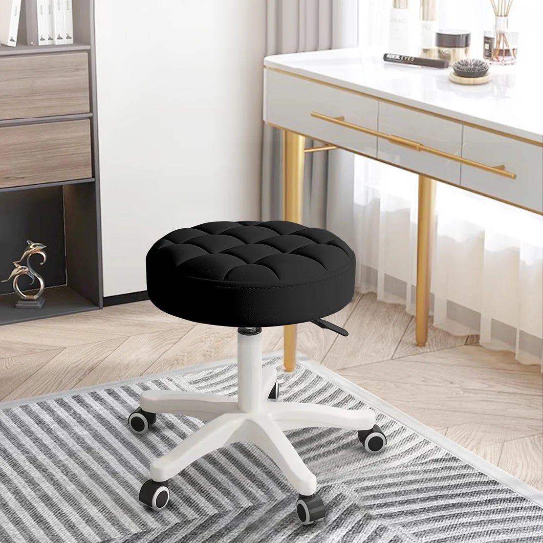 Adjustable PU Leather Rolling Swivel Office Stool