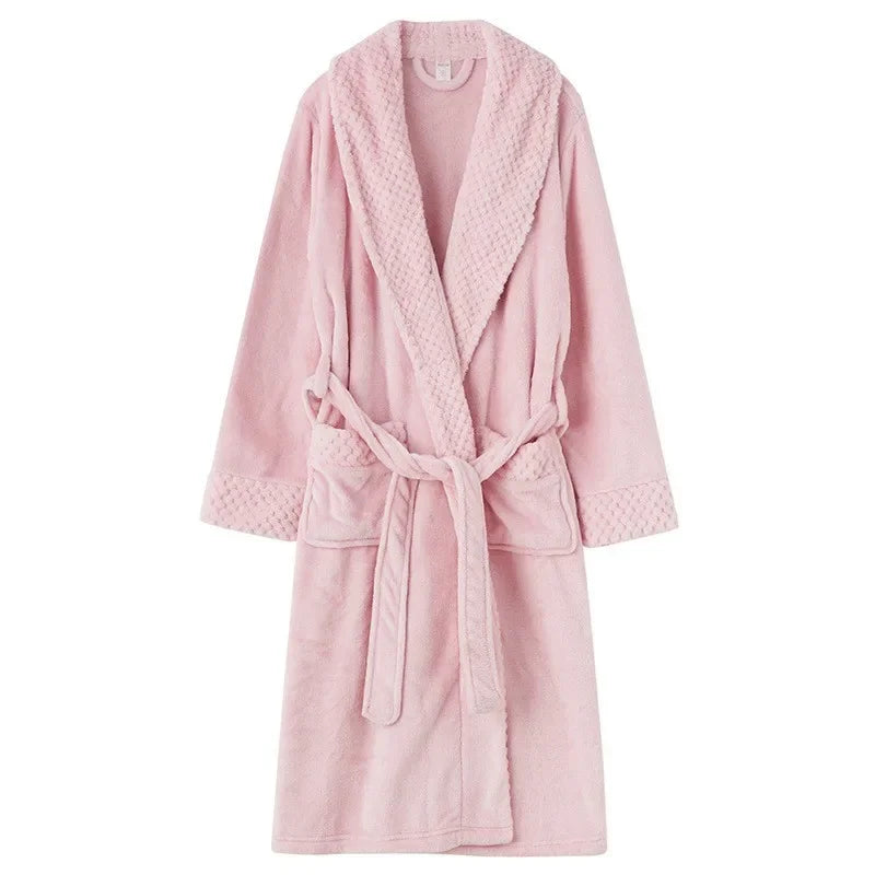 Plush Coral Velvet Unisex Winter Bathrobe Pajamas
