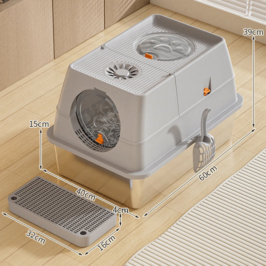 Stainless Steel Top Entry Covered Cat Litter Box