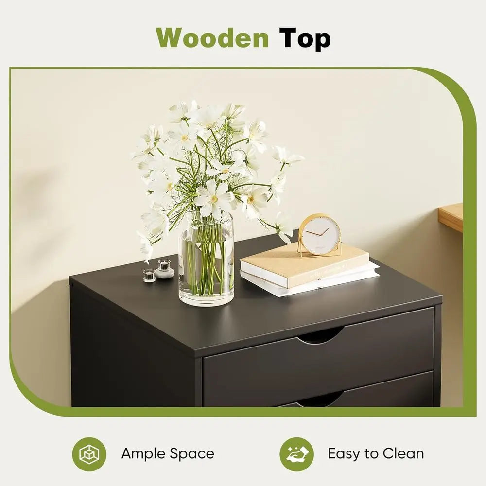 7 Drawer Mobile Storage Cabinet with Wheels – Wooden Dresser Organizer for Home & Office