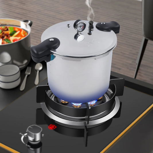 22L Heavy-Duty Pressure Cooker with Gauge & Safety Valve – Thickened Explosion-Proof Large Capacity Pot for Gas & Ceramic Electric Stoves, Fast Cooking Canner