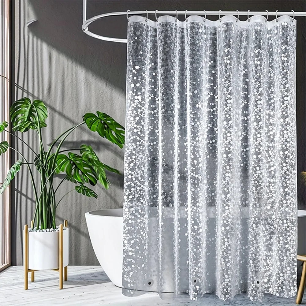 3D Pebble Pattern Shower Curtain Liner – Heavy-Duty PEVA with Weighted Magnets, Waterproof & Mildew-Resistant, 71x71 Inches