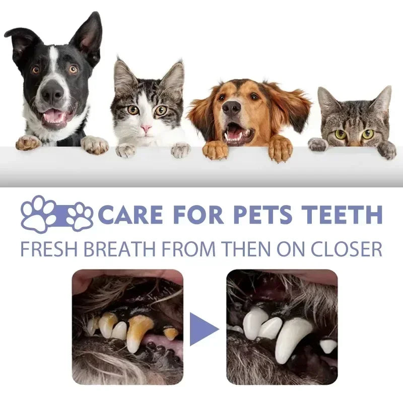 Pet Teeth Cleaning Spray for Dogs & Cats – Oral Care Dental Spray for Fresh Breath, Plaque & Tartar Removal, Teeth Whitening & Bad Breath Control