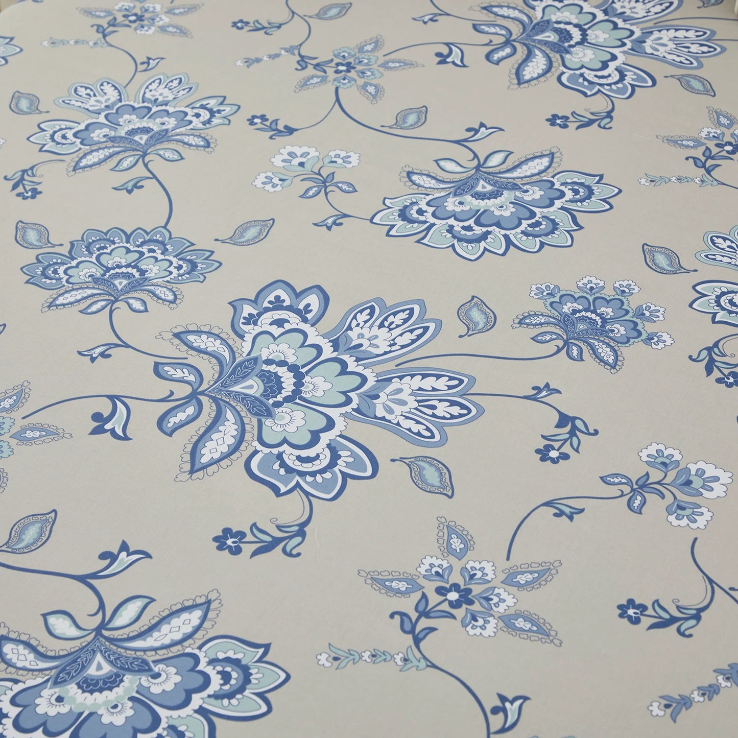 600TC Egyptian Cotton Sheet Set – 4-Piece Blue Boho Paisley Floral Luxury Bedding (100% Cotton)