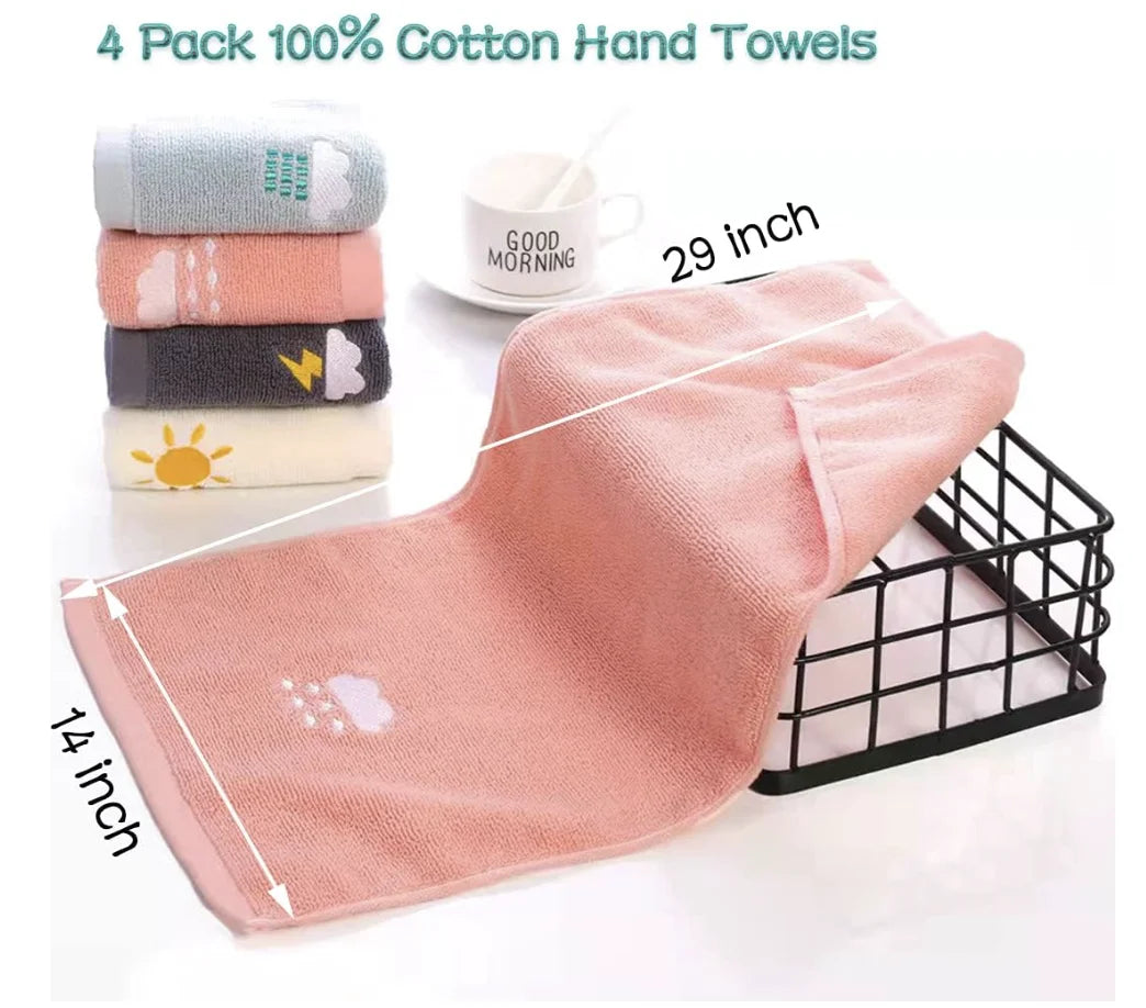 Set of 4 Soft Cotton Hand Towels