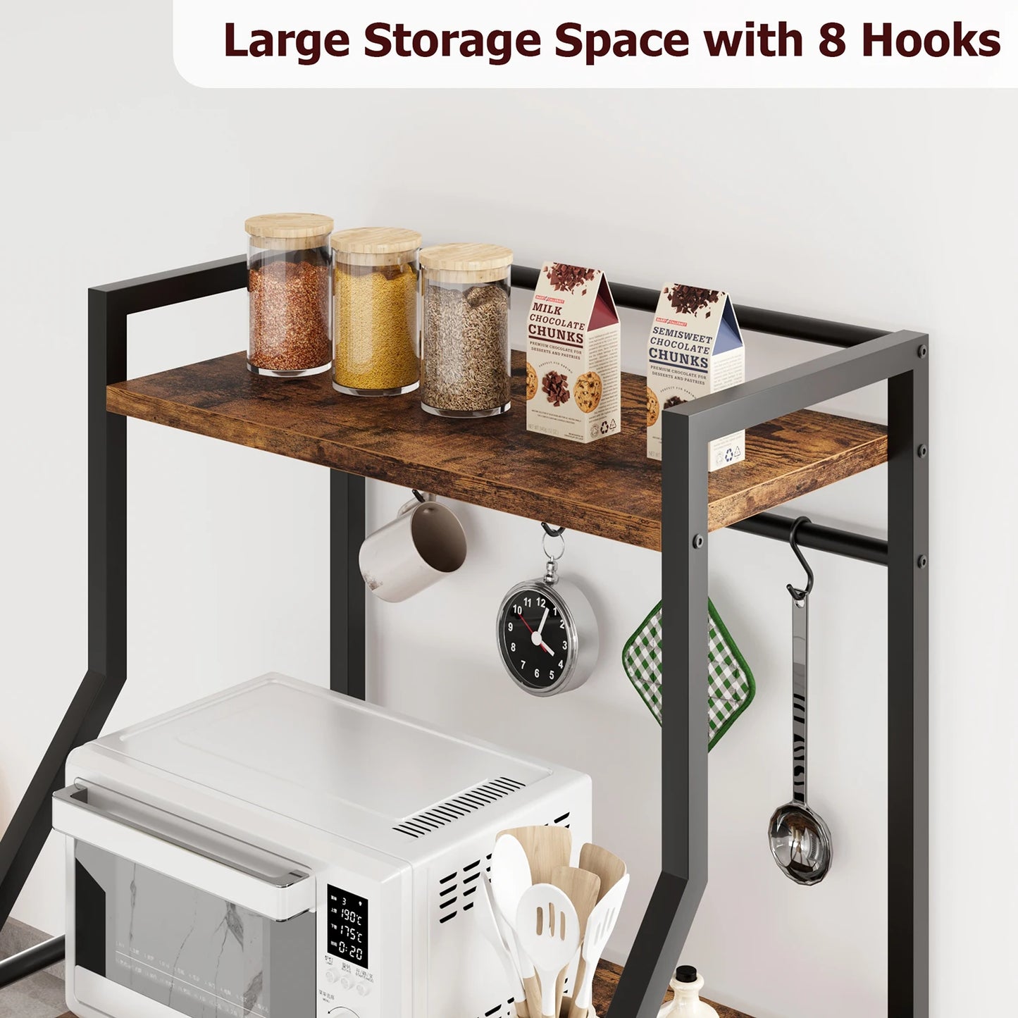 4-Tier Kitchen Baker’s Rack Microwave Stand – Coffee Bar Station with Wire Basket Storage Shelf