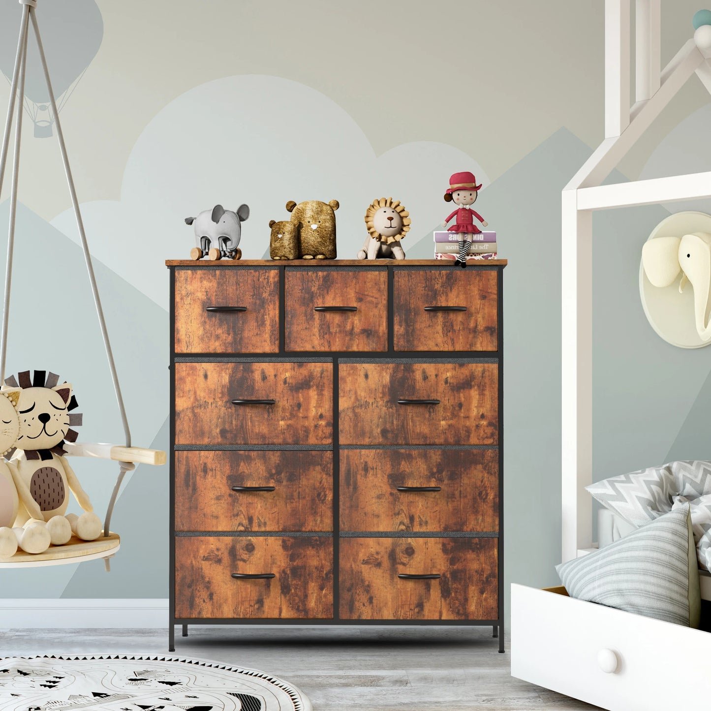JHK 9-Drawer Fabric Storage Dresser