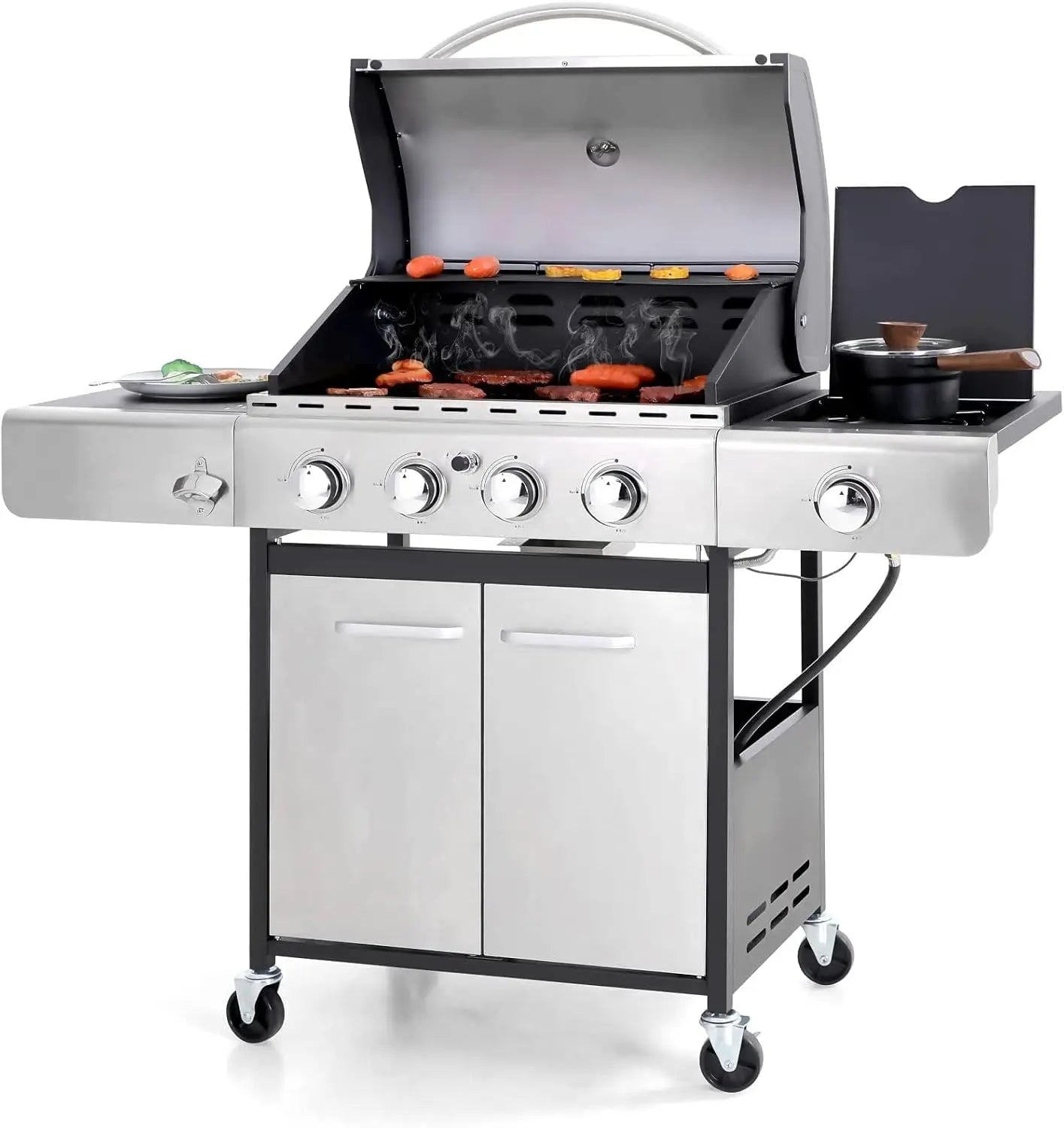 4-Burner Propane Gas BBQ Grill with Side