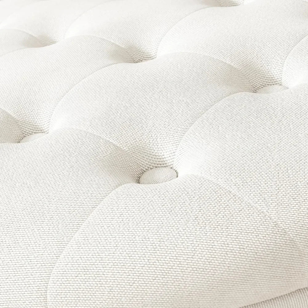 Round Tufted Storage Ottoman Coffee Table