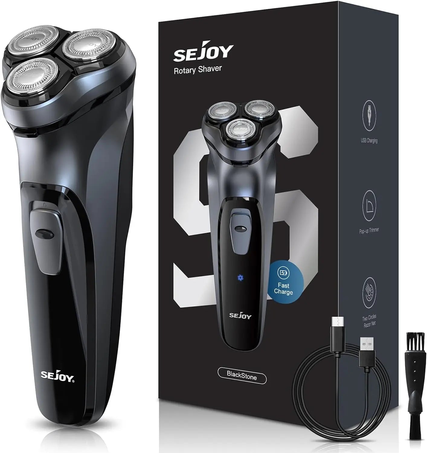 Sejoy 3D Rotary Rechargeable Electric Shaver for Men