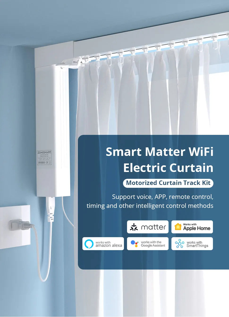 Zemismart WiFi Electric Smart Curtain Track System