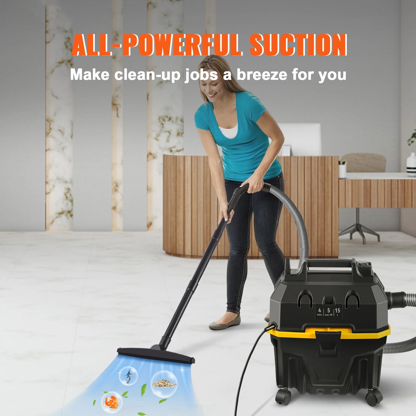 SucceBuy 15L Wet and Dry Vacuum Cleaner 1200W Strong Suction with Air Blower – Portable Car & Home Cleaning Machine