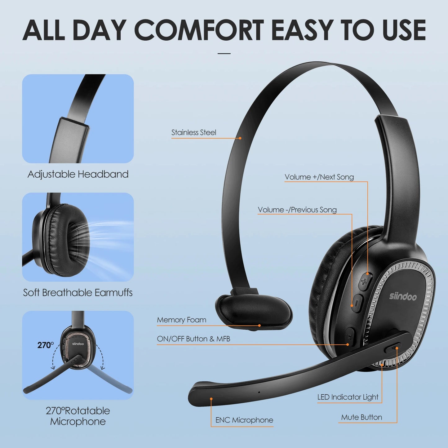 Siindoo JH-101 Wireless Call Center Headset