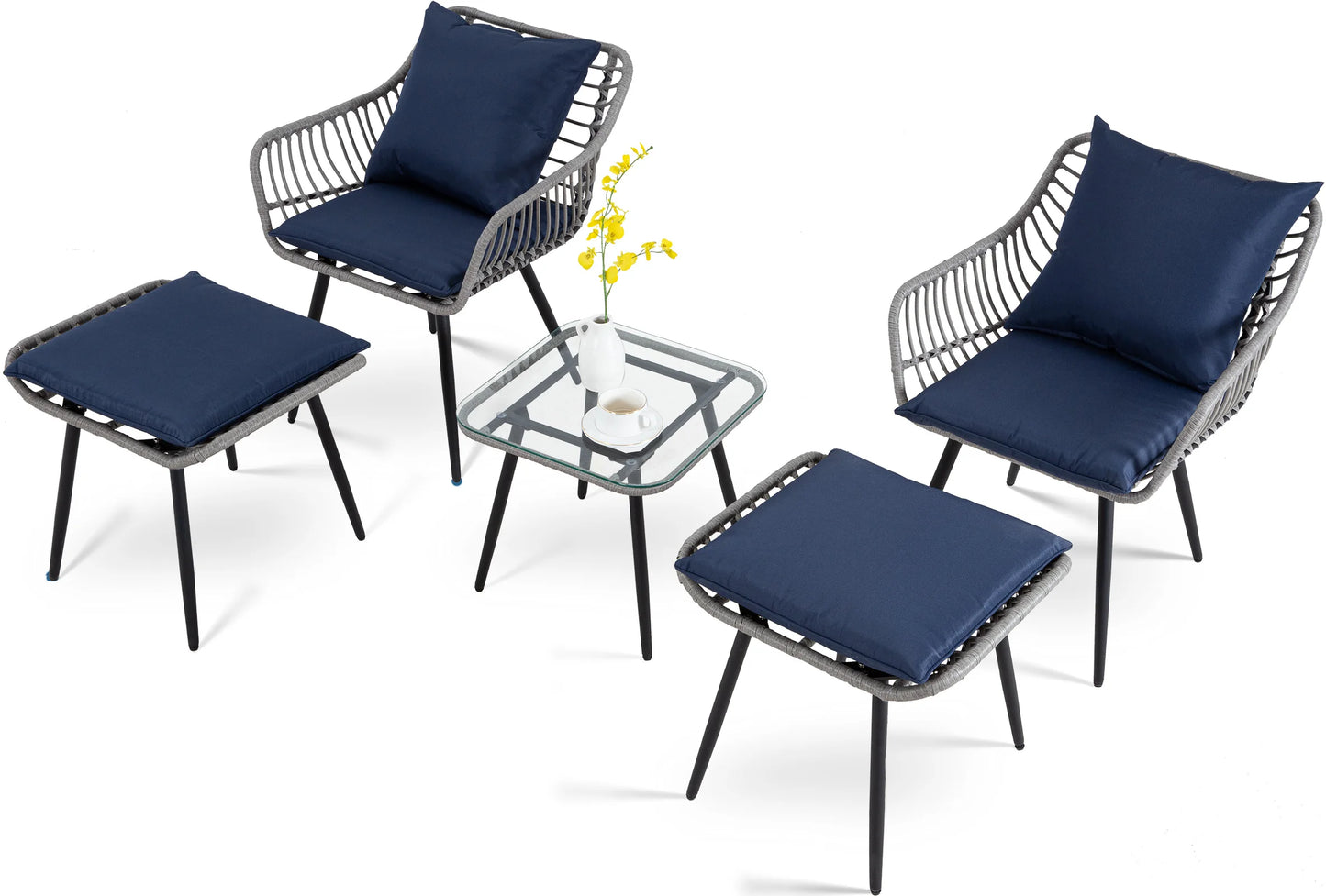 5-Piece Outdoor Wicker Patio Conversation Set