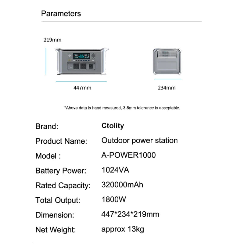1800W Portable Power Station LiFePO4 Battery