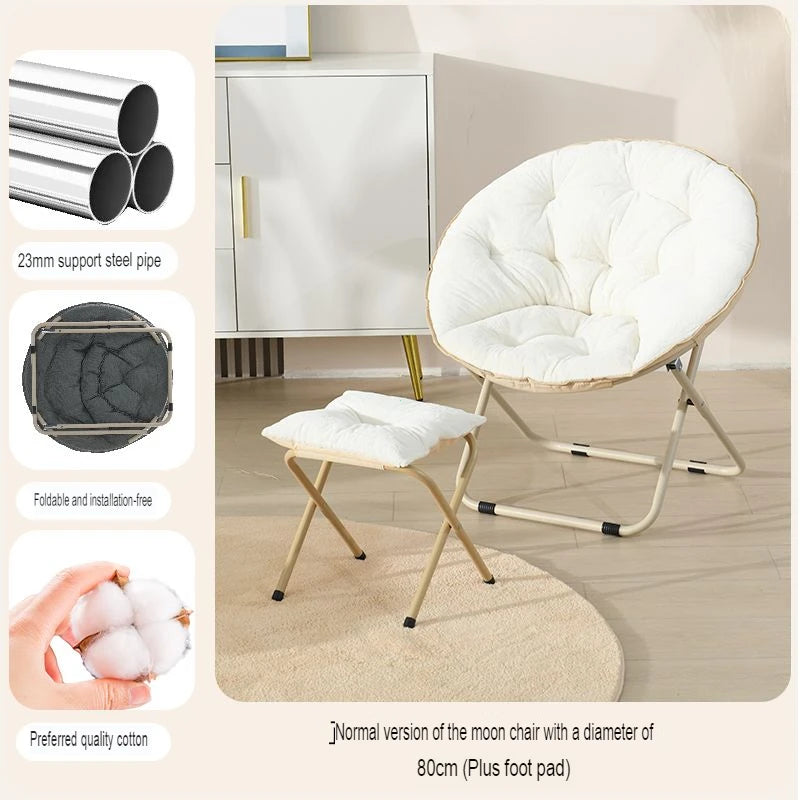 Round Folding Faux Fur Saucer Chair Set
