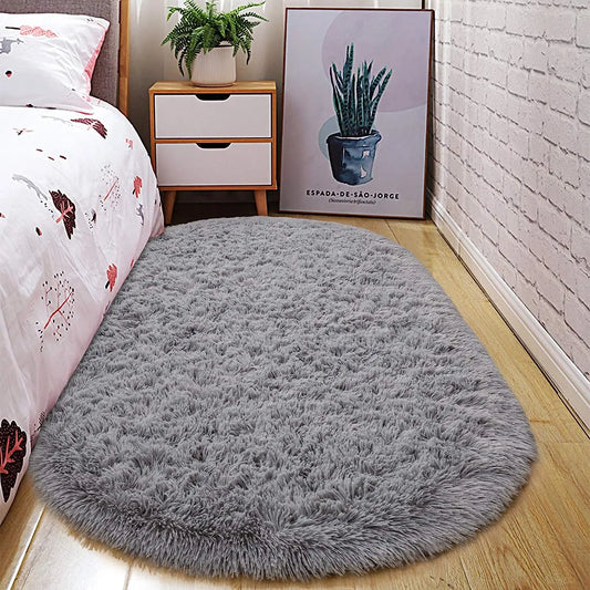 Oval Fluffy Plush Area Rug