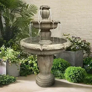3-Tier Birdbath Garden Waterfall Outdoor Fountain