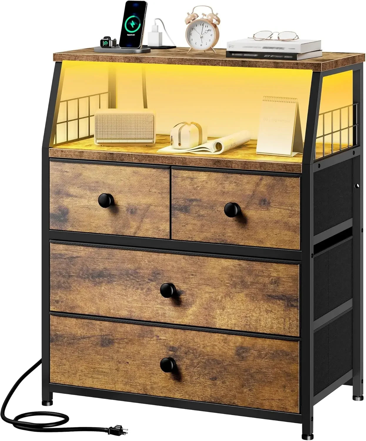 Nightstand Set with LED Charging Station