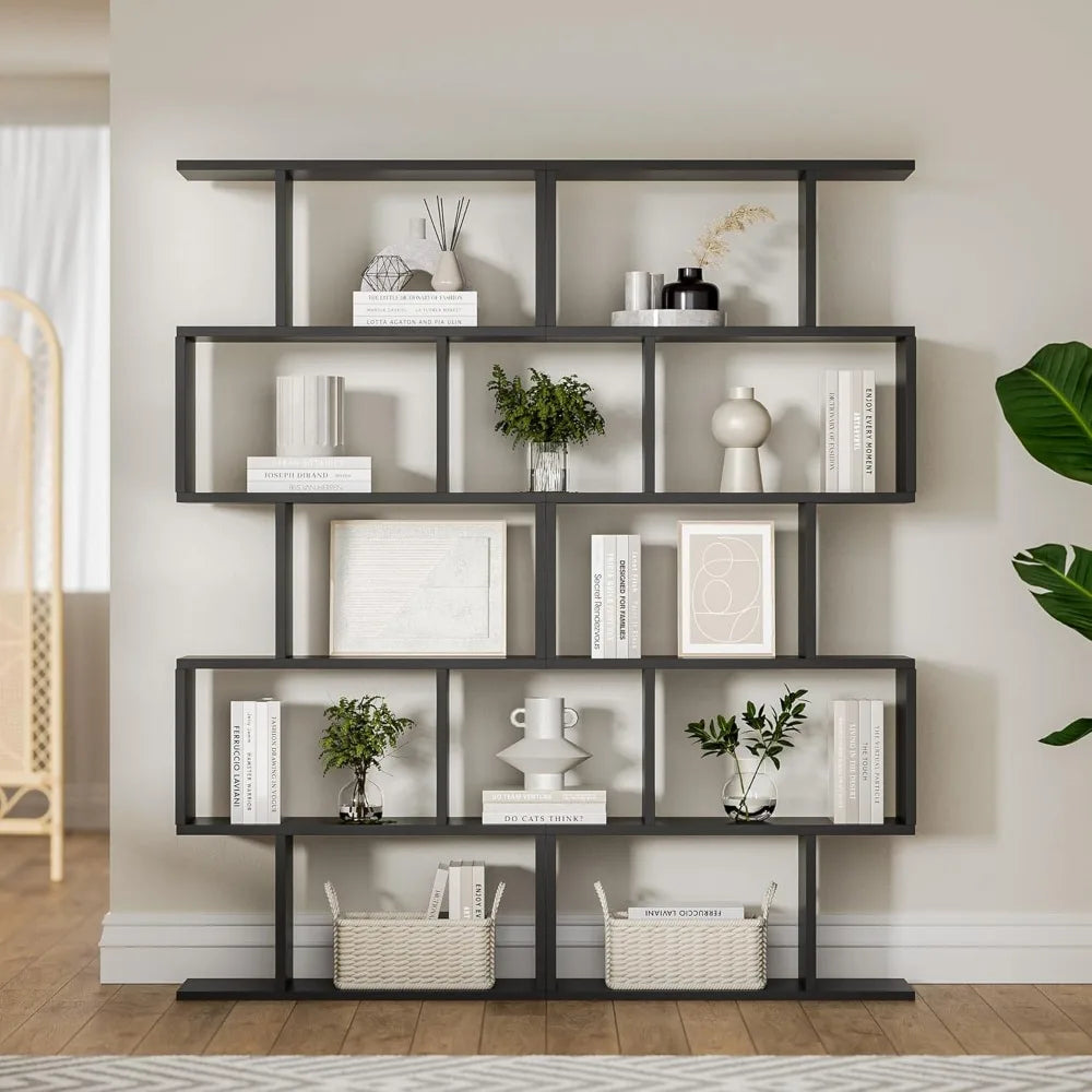 5-Tier S-Shaped Bookcase Set