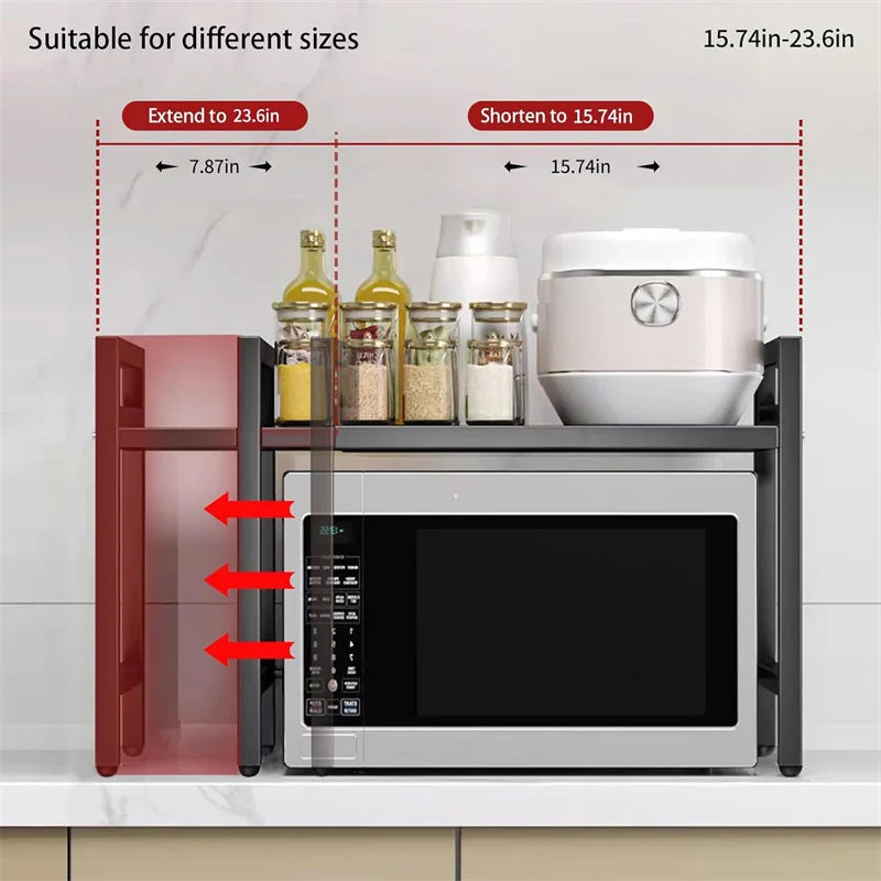 Adjustable Space-Saving Microwave Rack Kitchen Organizer