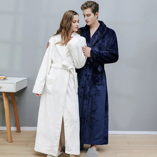 Plush Coral Velvet Unisex Winter Bathrobe Pajamas