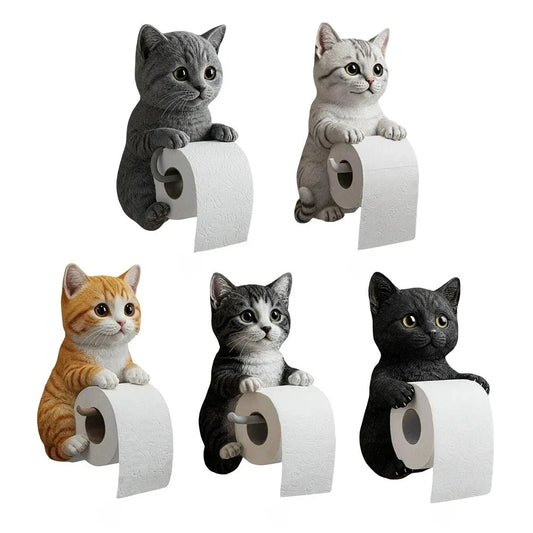 Cat Toilet Paper Holder – Wall-Mounted Cute Roll Dispenser for Bathroom, Dorm, RV, Kitchen & Travel