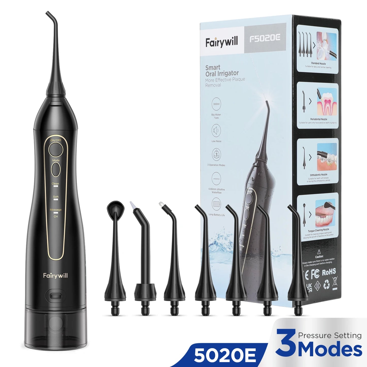 Fairywill Portable Rechargeable Water Flosser 300ML