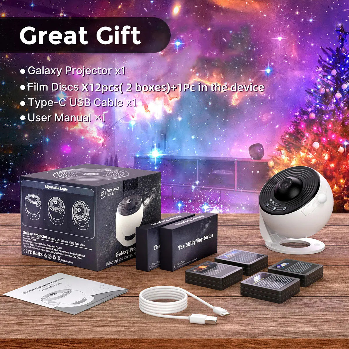 13 in 1 Galaxy Star Projector LED Night Light 360 Rotation HD Projection Lamp with Timer for Kids Adults Bedroom