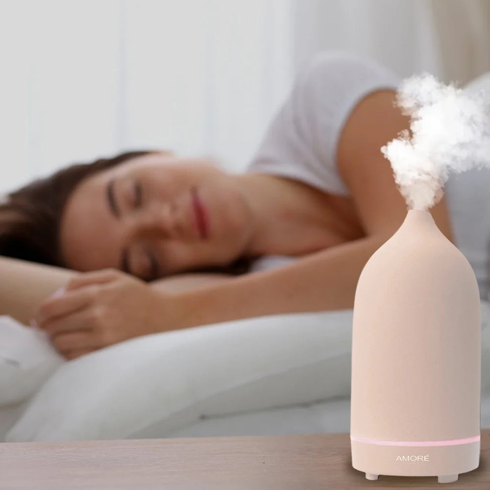 Pink Ceramic Ultrasonic Essential Oil Diffuser