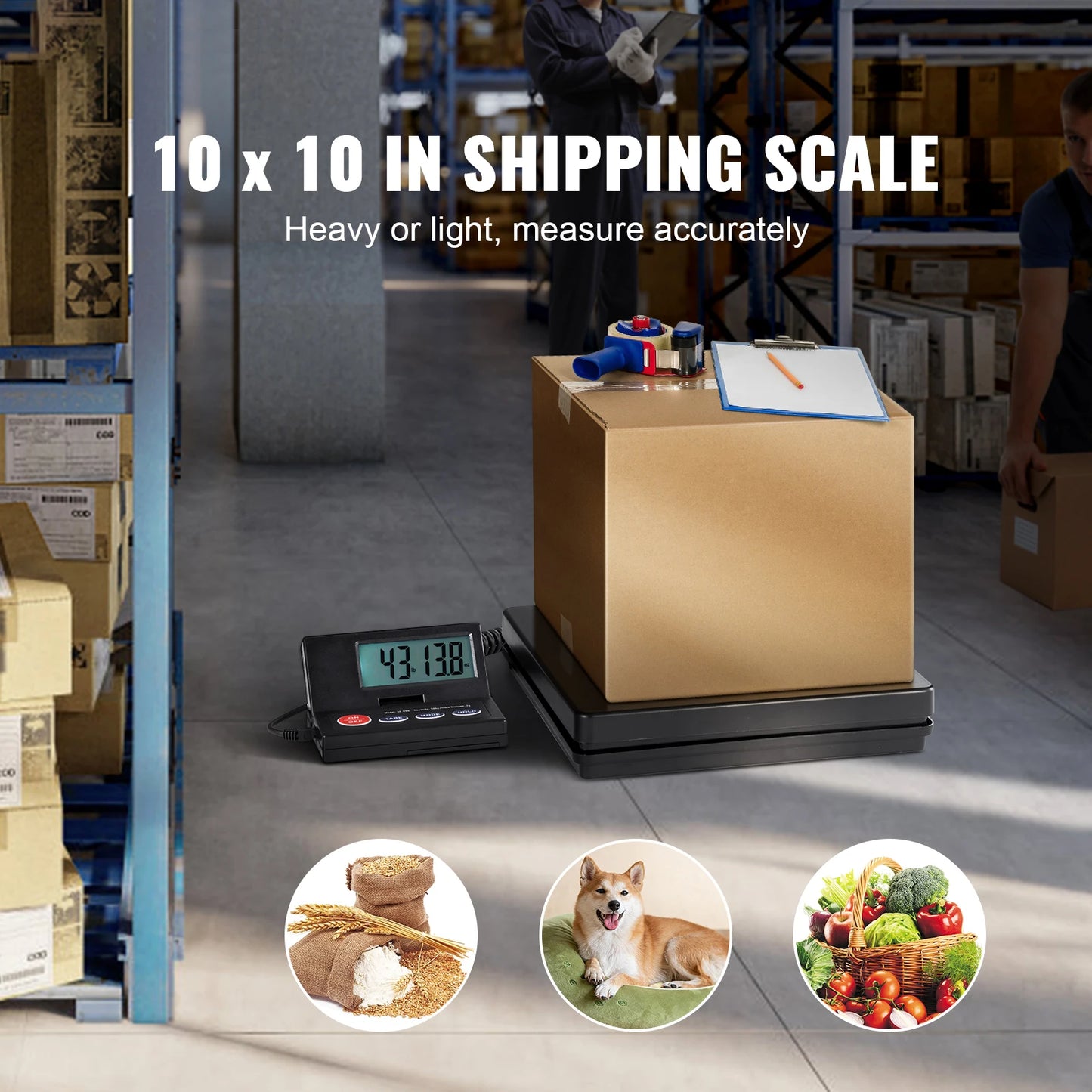 SucceBuy 110 lb Digital Postal Shipping Scale – High Precision Package & Luggage Scale with 90° Foldable LCD Display, AC/DC Powered for Home, Office & Small Business
