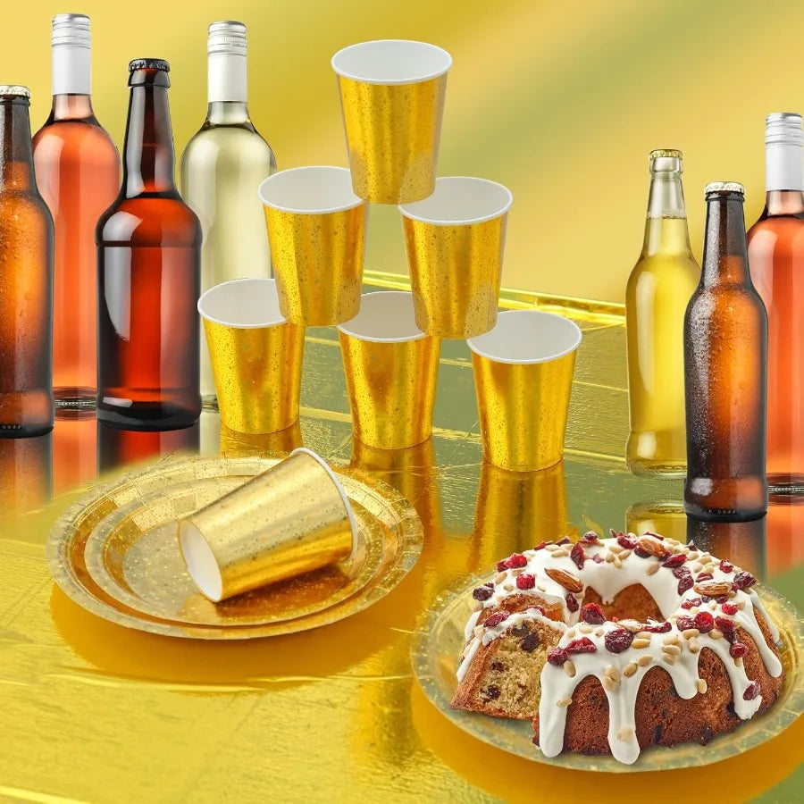 Sparkling Star 201-Piece Gold Party Tableware