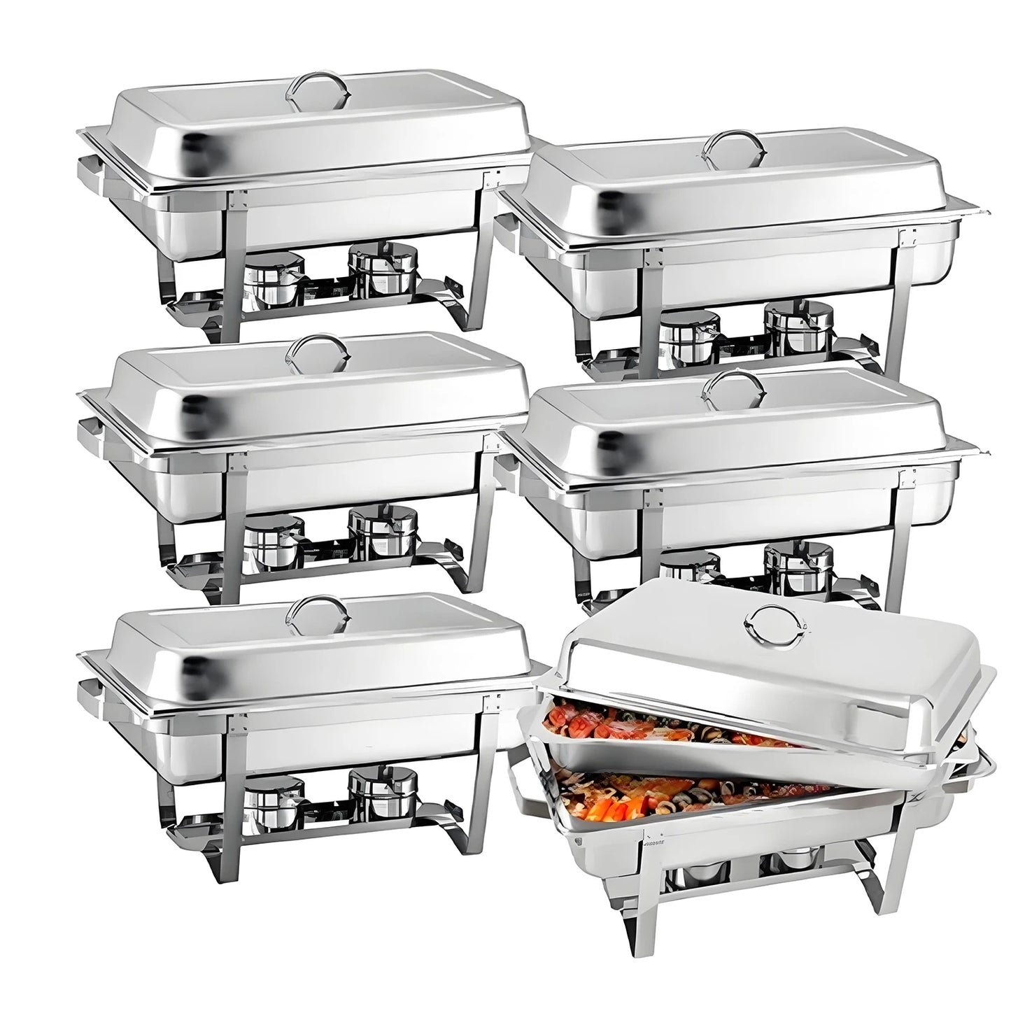 2/4/6 Pack 8QT Stainless Steel Chafing Dish Buffet Set – Food Warmer with Lid Holders for Catering, Restaurants, Weddings, Banquets & Party Serving
