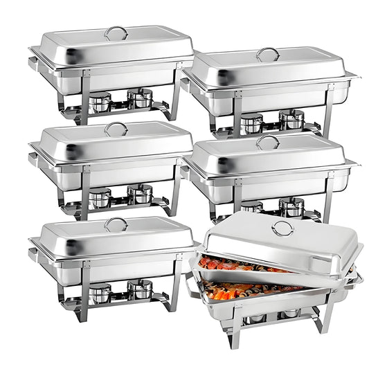 2/4/6 Pack 8QT Stainless Steel Chafing Dish Buffet Set – Food Warmer with Lid Holders for Catering, Restaurants, Weddings, Banquets & Party Serving