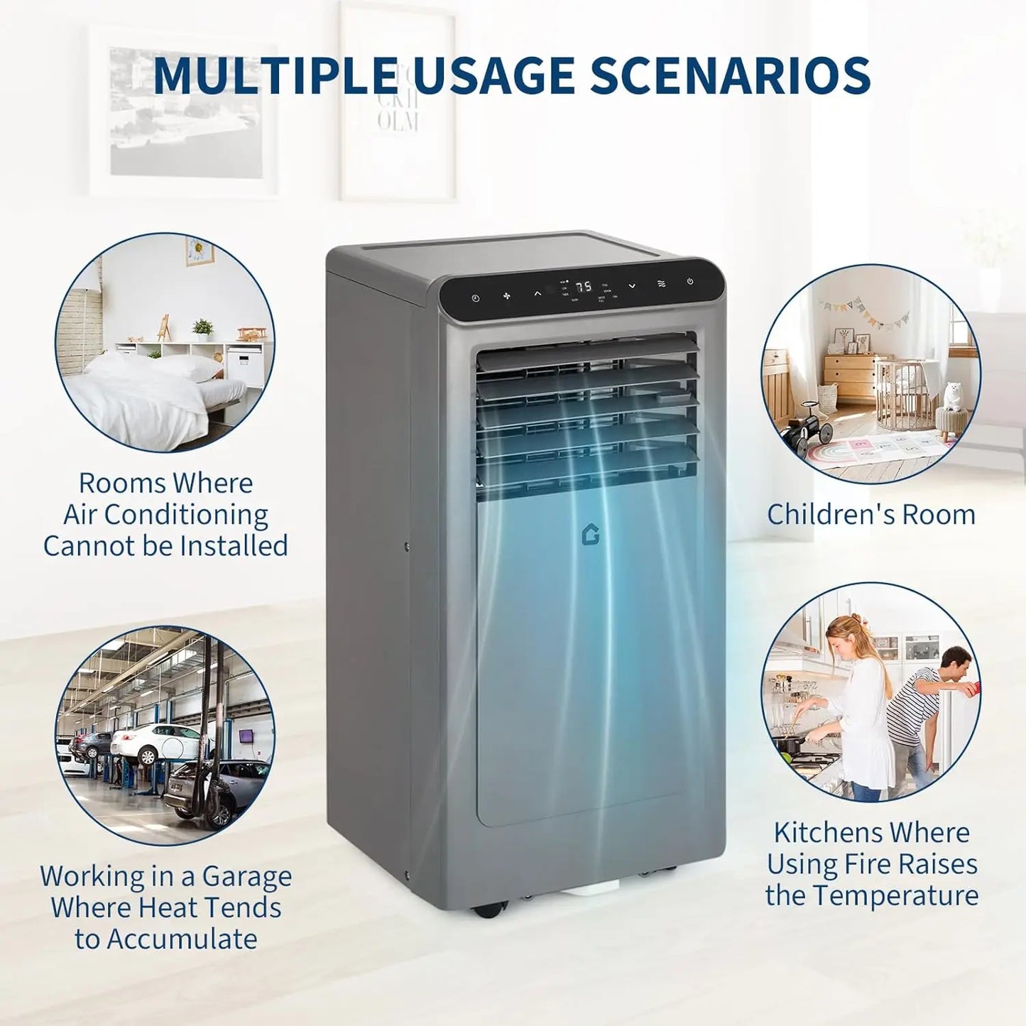 Portable Air Conditioner 10000 BTU – 3-in-1 Quiet AC Unit with Fan & Dehumidifier, Remote Control, Portable Cooling for Rooms Up to 450 Sq Ft