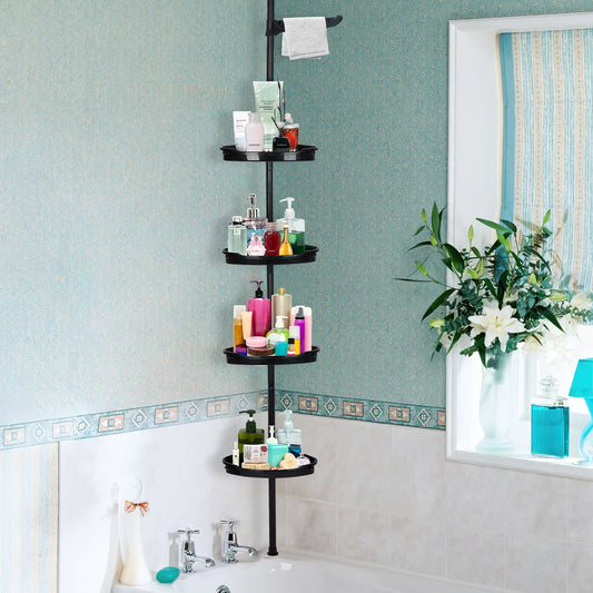 4-Layer Telescopic Bathroom Corner Storage Rack