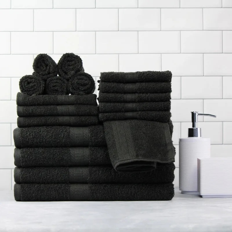 18-Piece Soft Absorbent 100% Cotton Towel Set