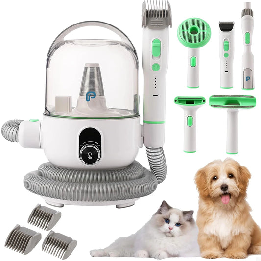 Pet Grooming Vacuum Kit 2L Quiet Dog Hair Trimmer with 5 Professional Grooming Tools
